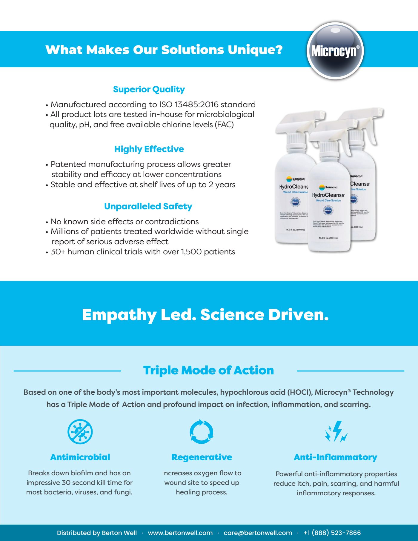 Page 2 of the HydroCleanse Wound Care Solution product brochure