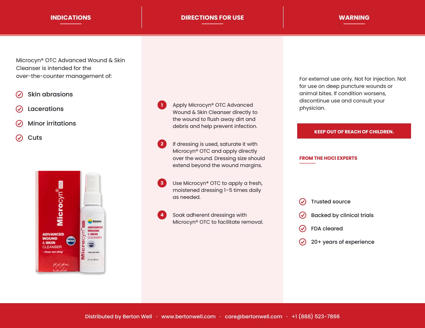 Page 2 of the Microcyn OTC Advanced Wound & Skin Cleanser product brochure