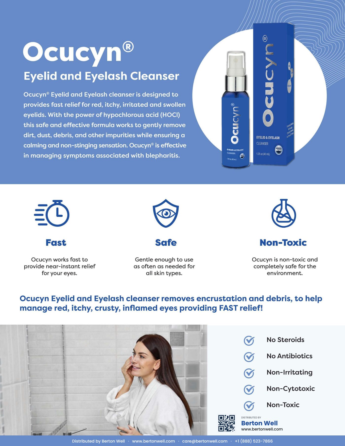 Page 1 of the Ocucyn Eyelid & Eyelash Cleanser product brochure